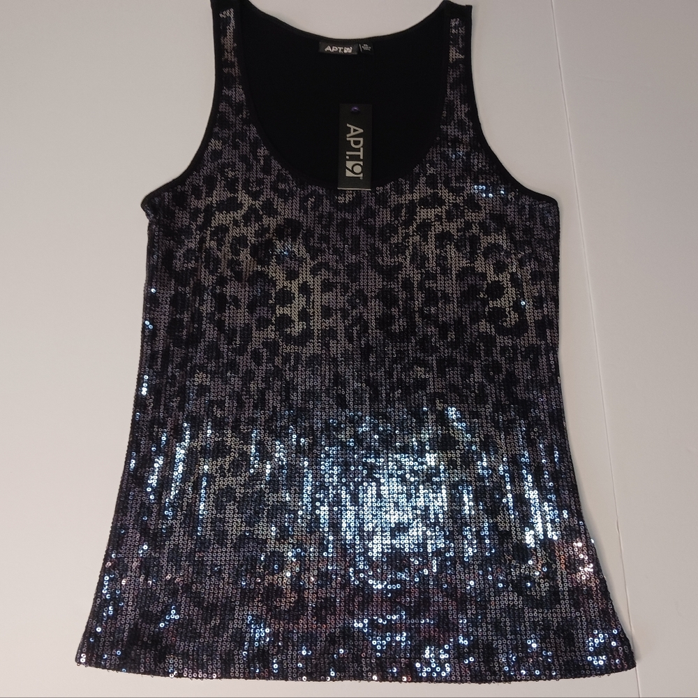 APT. 9 Sequined Animal print Tank Top